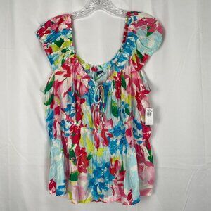 Old Navy Floral Summer Top with Cap Sleeves